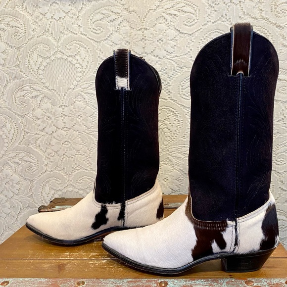 Vintage Suede and Cowhair Cowboy Boots - Picture 6 of 9
